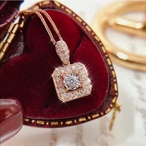 14kt Rose Gold Plated Cubic Zirconia Pendant Necklace